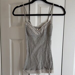 Vintage Y2K Hollister Heather Gray Lace-Trim Cami